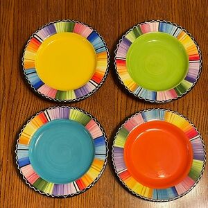 Multicolor Dessert Plates by Nancy Green, Rainbow SERAPE Maximal (Set of 4)